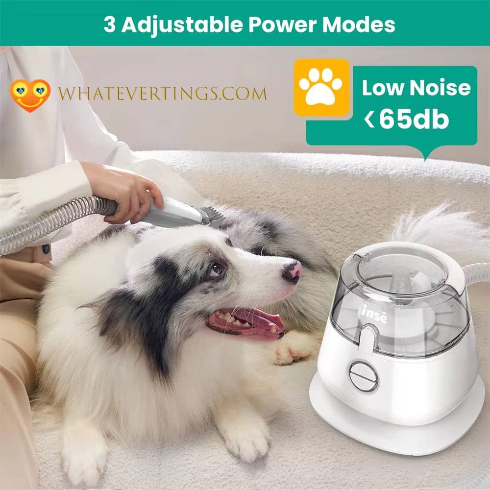 Pet Grooming Kit with Vacuum Suction Pet Stuff Color : WHITE 